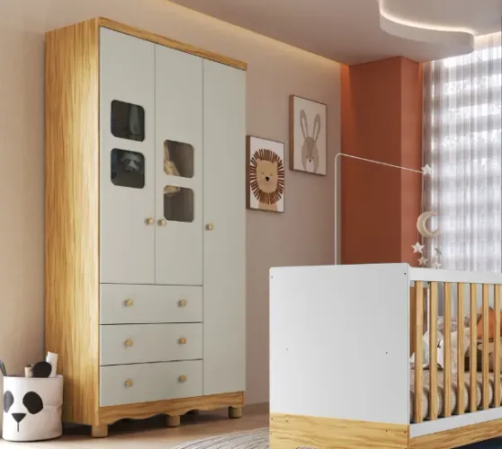 Roupeiro Infantil 3 Portas Lumi 100% MDF 