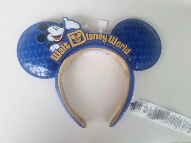 Tiara Orelhas Mickey Oficial Walt Disney World. Azul Dourada
