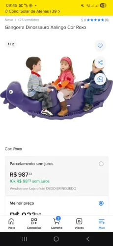 Gangorra Dinossauro Xalingo