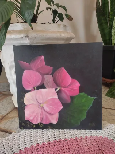 Quadro decorativo flor de hortência 