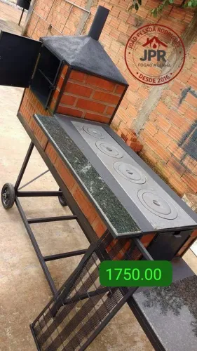 Fogao caipira móvel com forno e sem forno chapa de 4 furos e 3 furos 62 9  * 