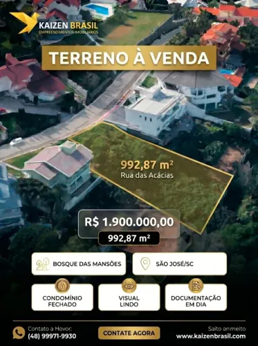 Terreno no Bosque das Mansões com area de 992,87 m²