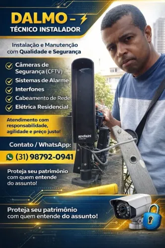 Dalmo tecnico instalador, manutençao e instalaçao de cameras,alarme e interfone