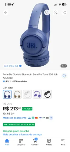 FONE DE OUVIDO BLUETOOTH JBL sem fio Tune 530