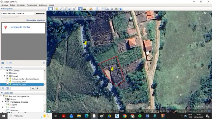 TERRENO MEDINDO 802,10 m² ,EM CAMPOS NOVOS DE CUNHA-SP, BAIRRO ALTO DO CRUZEIRO