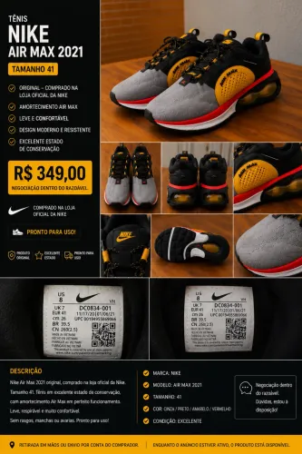 Tênis Nike Air Max 2021 Original Tamanho 41 Excelente Estado