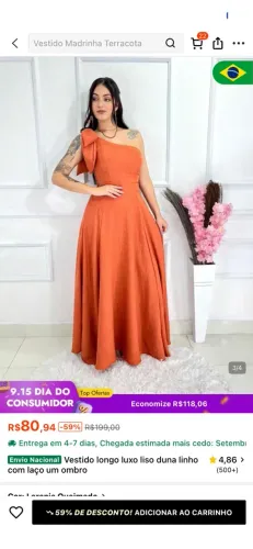 Vestido madrinha de casamento,festas (terracota)