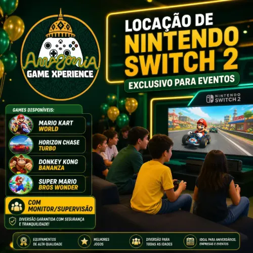 Aluguel de Nintendo Switch 2 para Eventos