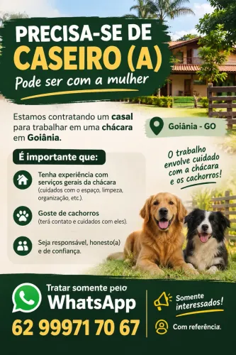 Preciso de caseiro pra Trabalhar em chácara em Goiânia
