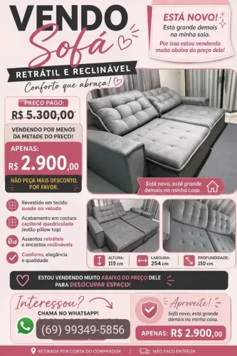 Sofá Retrátil e Reciclável - 4 Lugares
