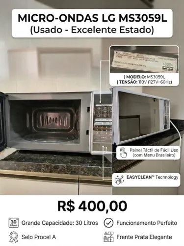 Micro-Ondas LG 30L - modelo: MS3059L