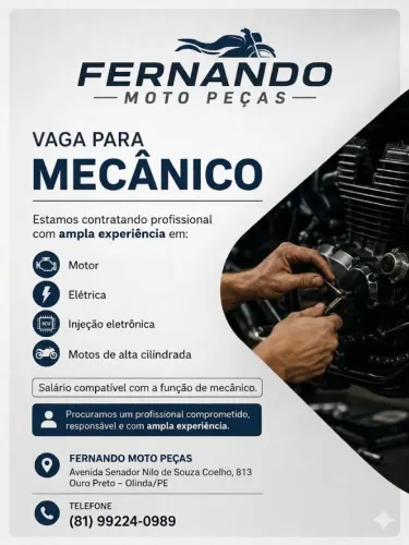 Mecânico de Moto experiente.