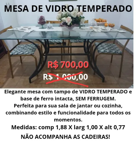 MESA DE VIDRO TEMPERADO
