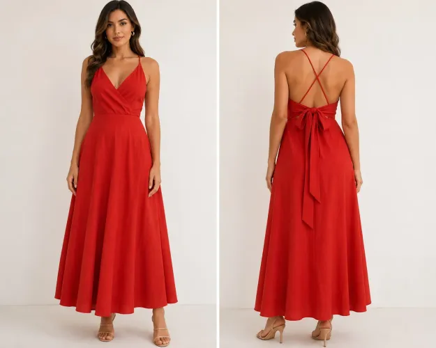 Vestido veste P / M vermelho / laranja Esmeral