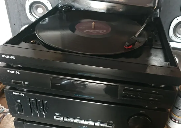 Som 3 em 1 Philips AS405 + CD + Caixas (Vinil e Rádio OK - Detalhes Na Tampa e CD)
