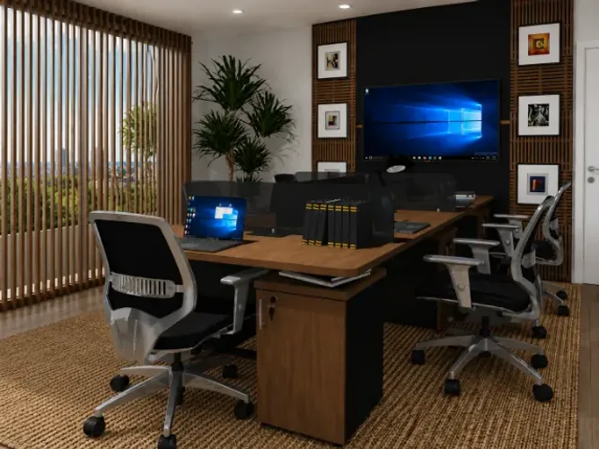 Estação Santoro Wood Delluxe Ripped. Alto Padrão:20 Tomadas. L300cm x P140cm x A105cm