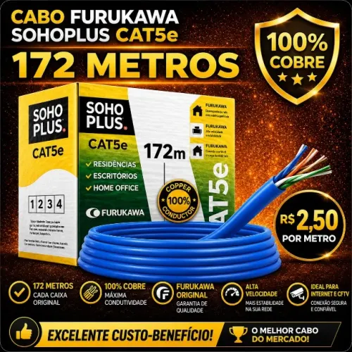 Cabo De Rede Furukawa Soho Plus Cat5e 100% Cobre Azul 24AWG 4P Original