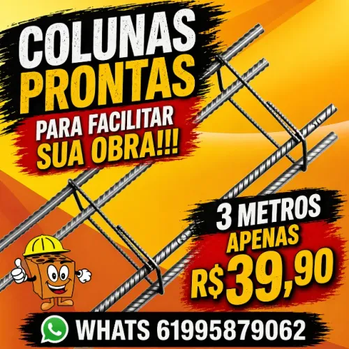 Pronta para uso coluna ferro 5/16 peça de 3 metros a vista R$39,90