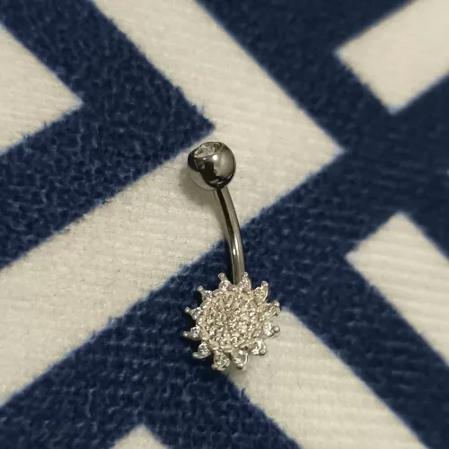 Piercing de umbigo de prata e haste de aço inoxidável, pronta entrega