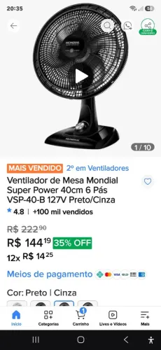 VENDO O MESMO VENTILADOR SEM USO 100 RS