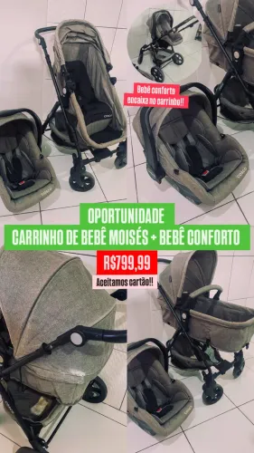 OPORTUNIDADE CARRINHO DE BEBÊ MOISÉS + BEBÊ CONFORTO