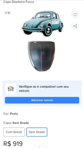 Capô Fusca sem grade 