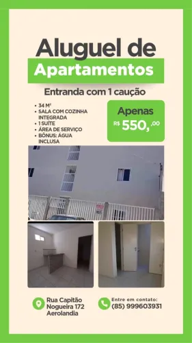 Alugo kitnet 550 com água incluso na Aerolandia