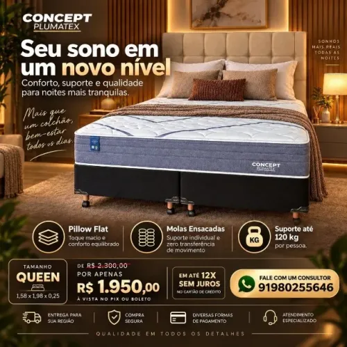 CAMA BOX QUEEN MOLAS ENSACADAS COM SUPER OFERTA
