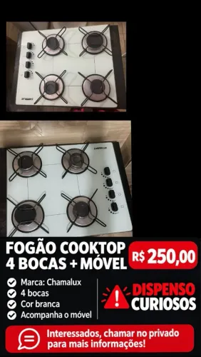 Fogão Cooktop 4 bocas usado
