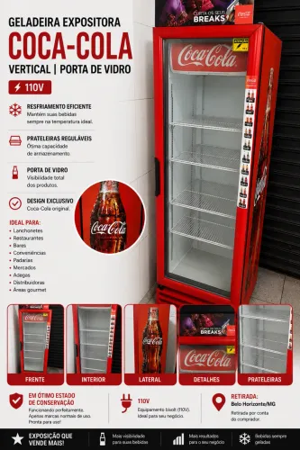 Geladeira Expositora Coca-Cola Porta de Vidro 110V
