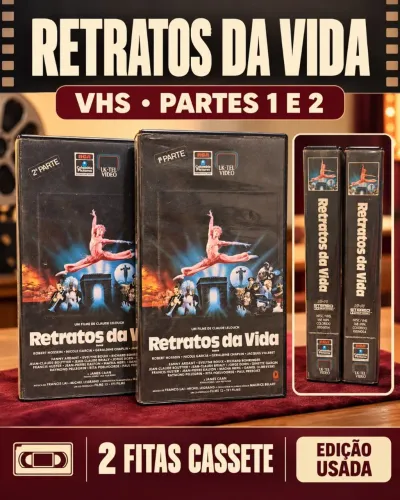 VHS Retratos da Vida ? 1ª e 2ª parte ? 2 fitas usadas.