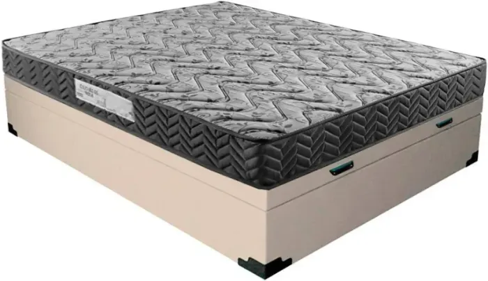Colchão Casal Molas Ensacadas + Cama Box Baú na cor Creme
