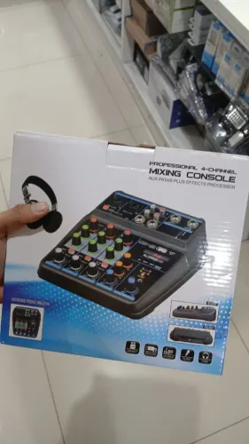 Mixing console profissional 4-channel entrada usb led display e microfone