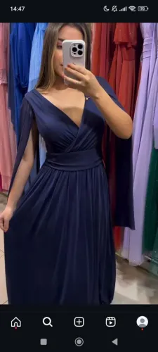 Vestido de festa azul marinho
