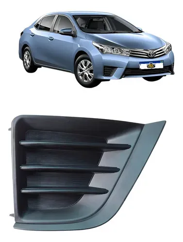 Grade Moldura Milha Direita Corolla 2015 2016 2017 Sem Furo Preto Direito