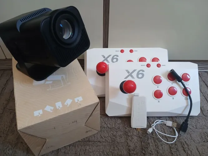 Game stick controles arcade com projetor de imagens