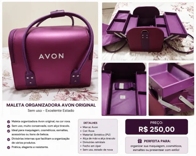 "Maleta Organizadora Avon Original - Sem Uso - Excelente Estado"