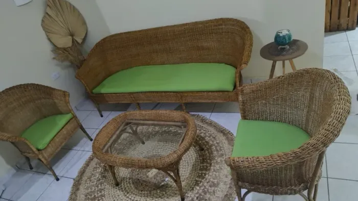 conjunto sofás de vime