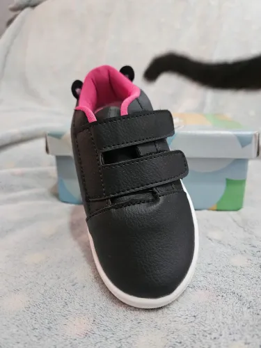 Tênis Bebê Infantil Gatinho Bordado Velcro Duplo Leve Macio Confortável