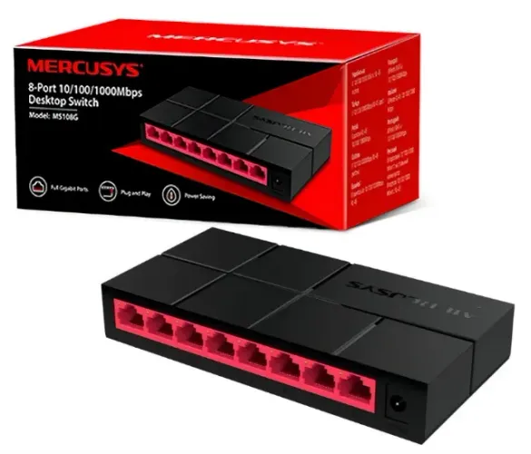 Switch de mesa Mercusys de 8 portas 10 100 1000mbps ms108g