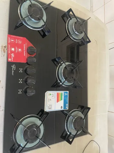 Cooktop a Gás Fischer Fit Line Iron 5 Bocas Superautomático Mesa de Vidro