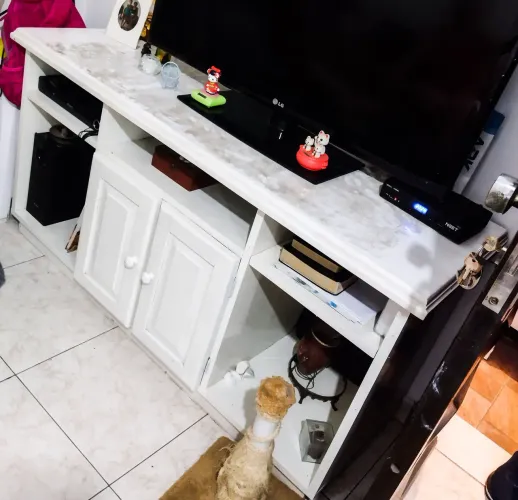 Rack de Televisão Branco Imbuia (LEIA)