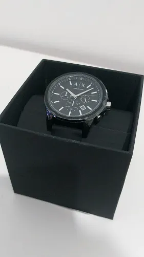 Armani Exchange Relógio social masculino cronógrafo com pulseira de silicone