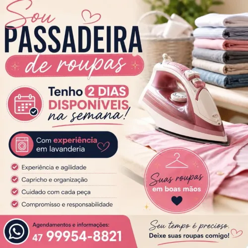 Trabalho de passadeira de roupas