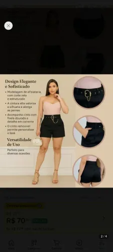 Kit 2 shorts alfaiataria com cinto 