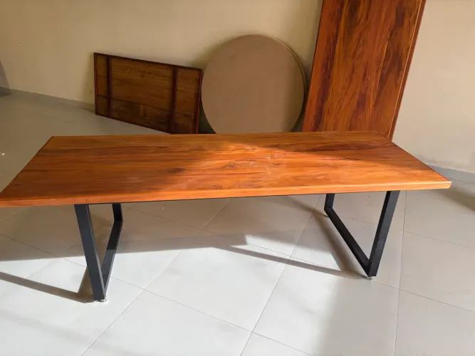 MESA DE MADEIRA DE DEMOLIÇÃO - ESTILO INDUSTRIAL 