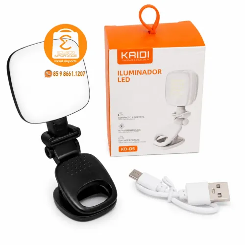 Suporte clip Iluminador de LED recarregável forte para Celular, Alta Luminosidade