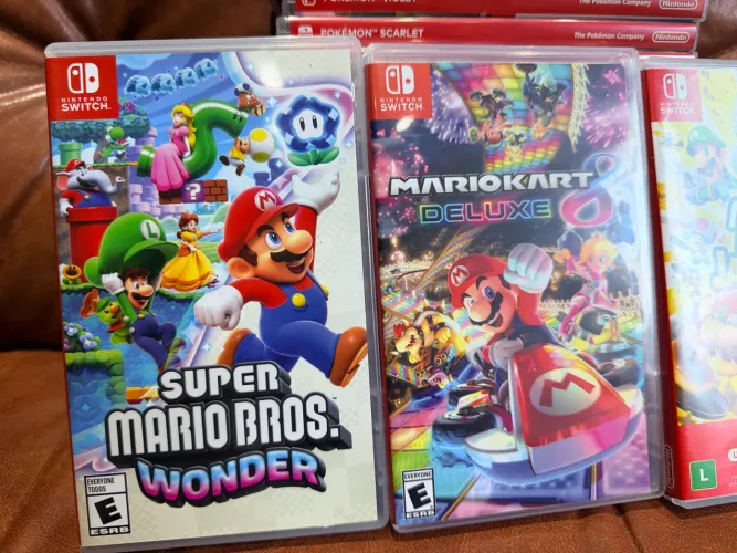 Lote Nintendo Switch Jogos Originais Mario Kart 8 Deluxe Wonder Party Jamboree