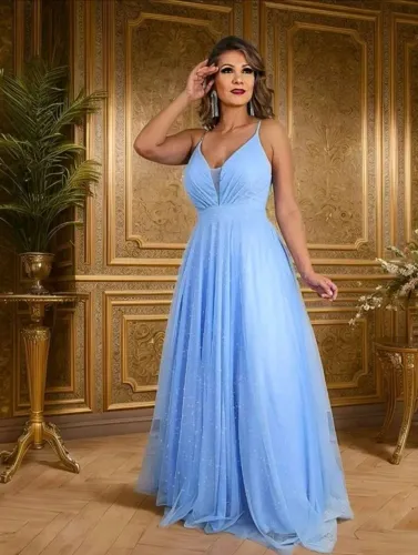 Vestido de Festa Azul Bebê