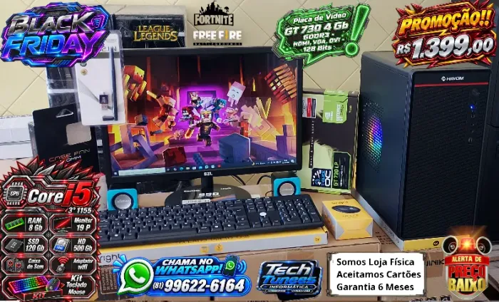 PC Computador - Core i5 3° (8, Ram - SSD 120, HD 500 - Monitor 19-Placa de Vídeo GT 740 !